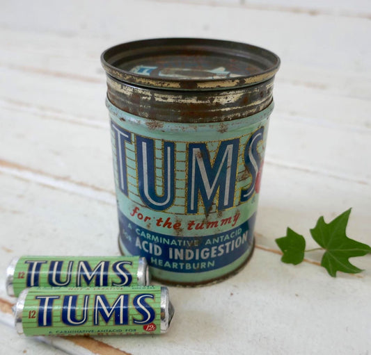 TUMS タムズ タブレット付き 1940~1950s ヴィンテージ ティン缶 ブリキ缶 タブレット缶 アドバタイジング USA