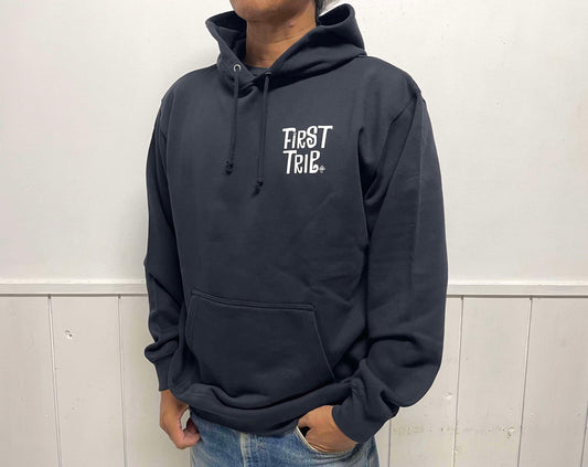 First Trip ファーストトリップ スマイル&キノコ 60's デザイン ネイビー オリジナル プルオーバー パーカー フーディー