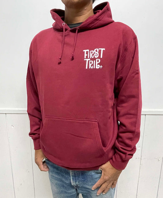 First Trip ファーストトリップ スマイル&キノコ 60's デザイン バーガンディ オリジナル プルオーバー パーカー フーディー アパレル