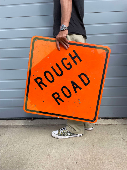 ROUGH ROAD 悪路 ビンテージ アメリカ ストリートサイン 道路標識 ロードサイン USA