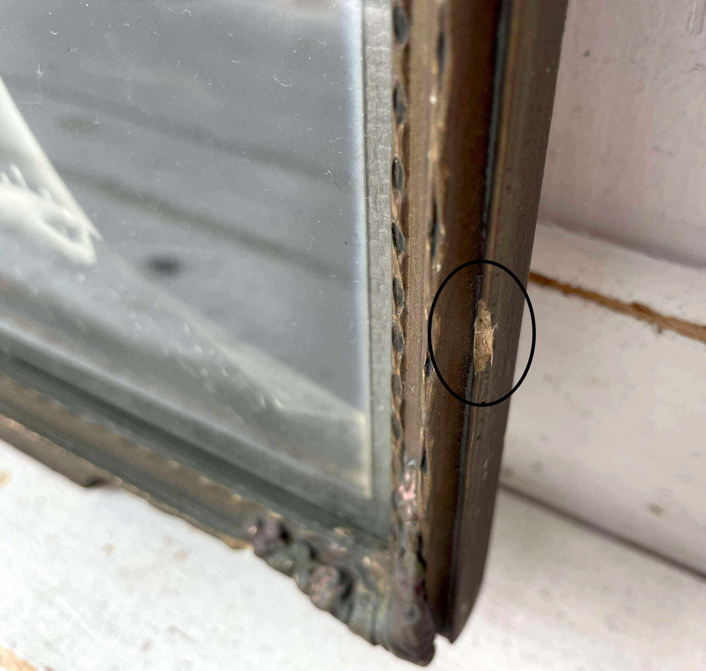 フラワー装飾 モノクロ 写真入り ゴールドトーン 木製 手彫りアンティーク フォトフレーム 額縁 ピクチャーフレーム 額装 ノスタルジック USA