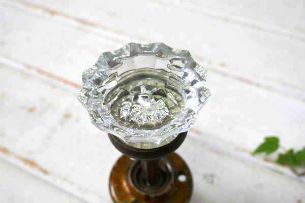 12角形 ガラス製 真鍮製 OLD アンティーク ドアノブ ドアパーツ 建材 インテリア 住宅 エレガント USA