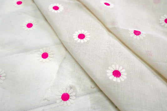 アメリカ レトロ ピンク×ホワイト 花柄 シースルー素材 デッドストック ヴィンテージ ファブリック 生地 ハンドメイド 手芸 USA