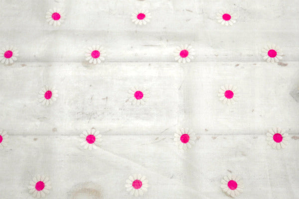 アメリカ レトロ ピンク×ホワイト 花柄 シースルー素材 デッドストック ヴィンテージ ファブリック 生地 ハンドメイド 手芸 USA