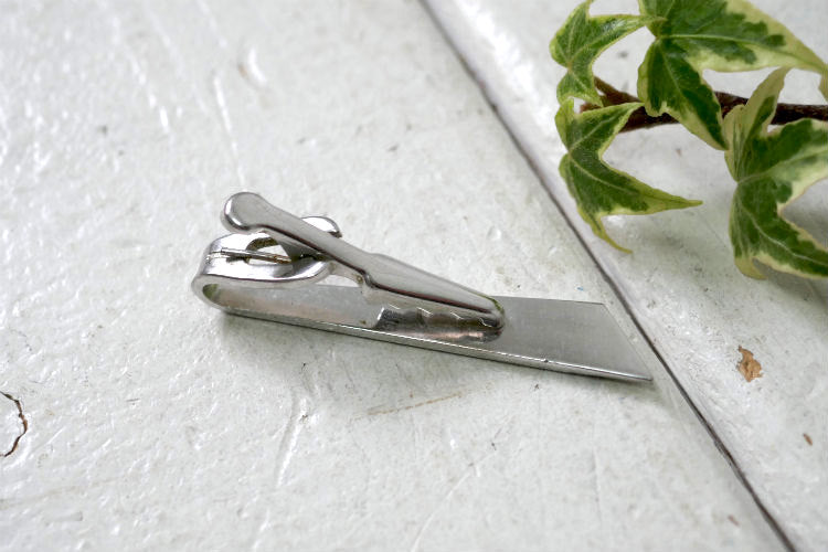 シンプルデザイン シルバートーン ヴィンテージ タイピン タイバー ファッションアクセサリーUSA