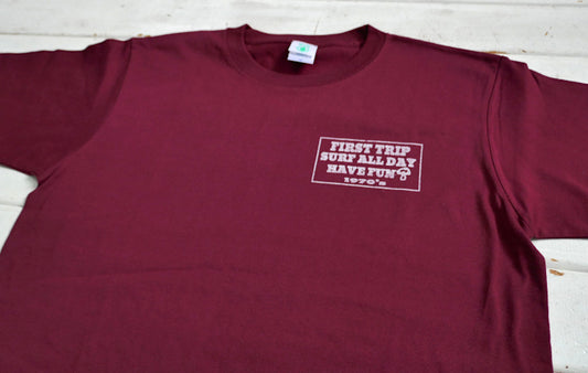 First Trip Surf All Day ファーストトリップ バーガンディ×ホワイト オリジナル Tシャツ 新品 アパレル