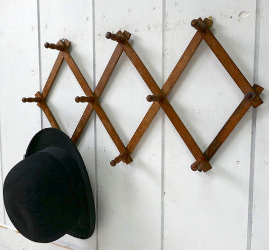 ノスタルジック 木製 壁掛け 伸縮式 レトロ ヴィンテージ ハットラック コートフック ウォールフック