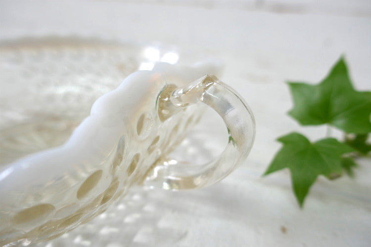 アンカーホッキング ムーンストーン ホブネイル ハンドル付き ハート型 40's ヴィンテージ サービングディッシュ キャンディトレイ 皿 食器