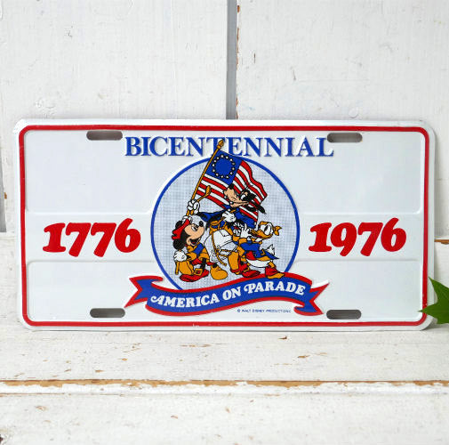 ディズニーランド ミッキー アメリカ建国200周年 パレード柄 スーベニア品 デッドストック ヴィンテージ ナンバープレート ライセンスプレート