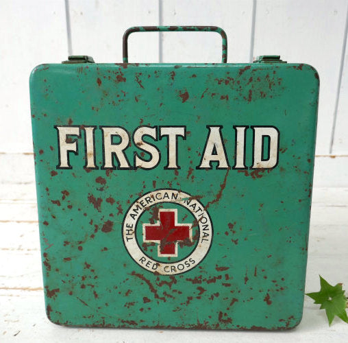 アメリカ赤十字社 AMERICAN NATIONAL RED CROSS ２段式 グリーン 50's ヴィンテージ 救急箱 ファーストエイド
