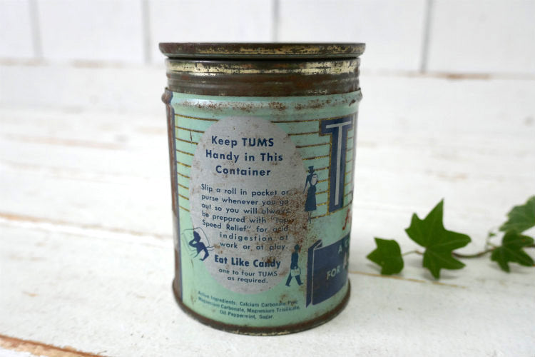 TUMS タムズ タブレット付き 1940~1950s ヴィンテージ ティン缶 ブリキ缶 タブレット缶 アドバタイジング USA