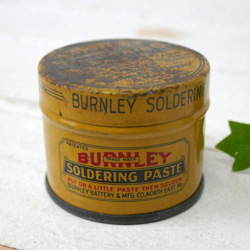 BURNEY BATTERY & MFG. CO ソルダーペースト イエロー ティン製 ヴィンテージ ペースト缶 ティン缶 USA