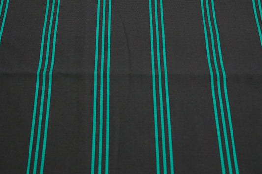 デッドストック 黒×緑 三本縞 ３本 ストライプ柄 ファブリック 生地 ハンドメイド 手芸 レトロ