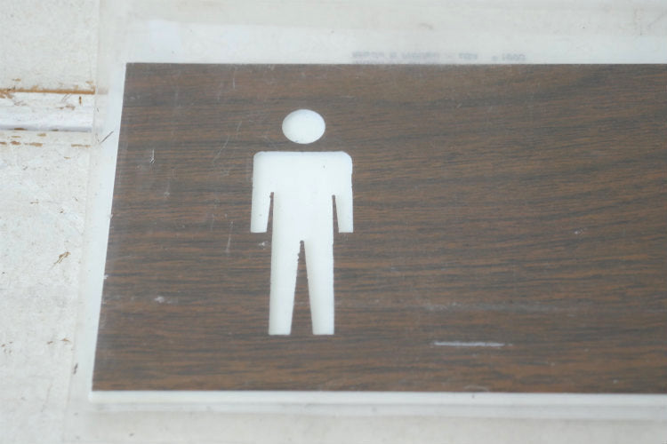 MEN メン 男性 トイレ ウッド柄 デッドストック ヴィンテージ サインプレート ドアプレート 標識 看板 USA