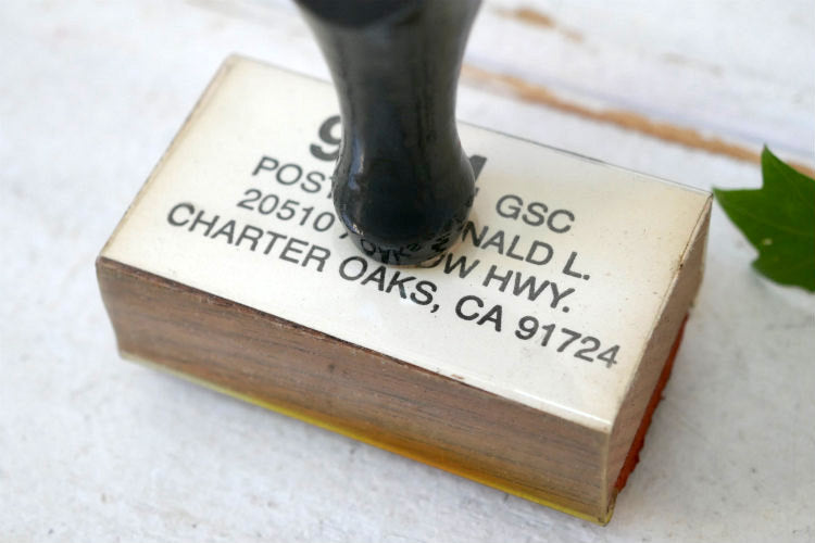 Huntington Park Rubber Stamp Co カリフォルニア州 California アドレス 木製 ヴィンテージ スタンプ ゴム印 USA