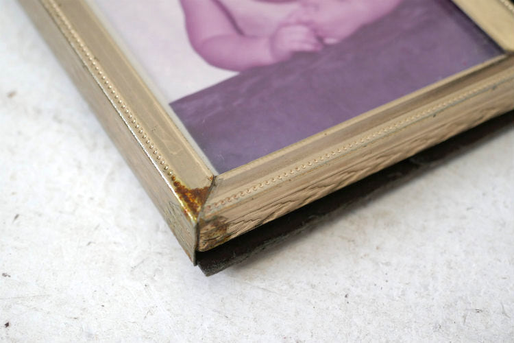 クラシック ゴールドトーン トリプル 3面 写真付き ヴィンテージ フォトスタンド 写真立て インテリア USA