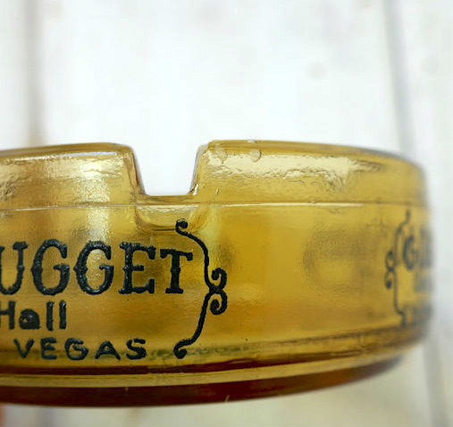 ラスベガス老舗 アンバーガラス カジノ ゴールデンナゲット 灰皿 GOLDEN NUGGET ヴィンテージ アドバタイジング USA