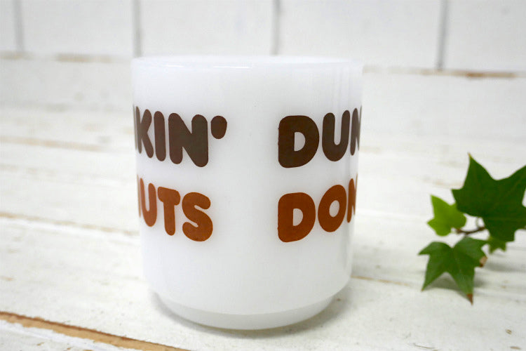 DUNKIN DONUTS ダンキンドーナツ ミルクガラス製 グラスベイク 70's ヴィンテージ マグカップ 食器 コーヒーマグ USA