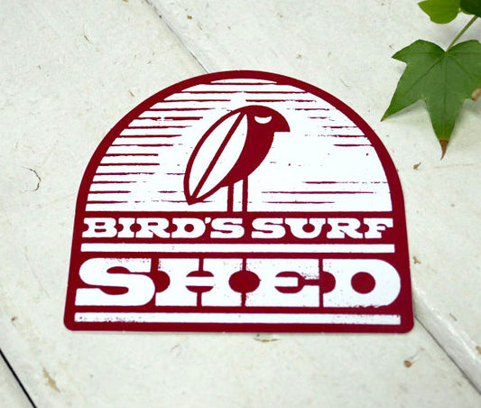 BIRD'S SURF SHED えんじ色 ホワイト カリフォルニア サンディエゴ 老舗 サーフショプ サーフィン ステッカー