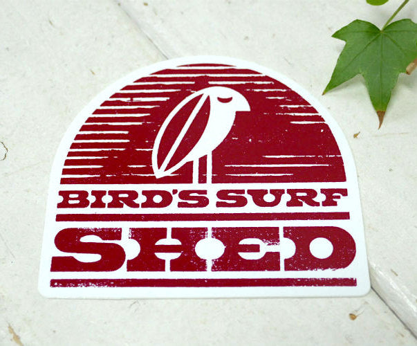 BIRD'S SURF SHED ホワイト えんじ色 カリフォルニア サンディエゴ 老舗 サーフショプ サーフィン ステッカー