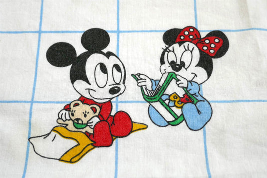 ディズニー Dundee ベビーミッキー&フレンズ コットン100% ヴィンテージ ユーズドシーツ ベビーシーツ USA