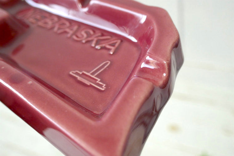 NEBRASKAミッドセンチュリー ネブラスカ州 地図 フィフティーズ 1950's~ デザイン ヴィンテージ灰皿 アシュトレイ USA