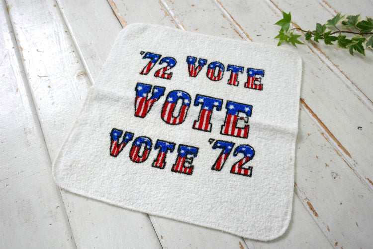 VOTE 1972年 アメリカ大統領選挙 投票グッズ 星条旗 コットン製 デッドストック ヴィンテージ ハンドタオル USA