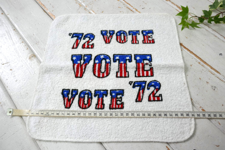 VOTE 1972年 アメリカ大統領選挙 投票グッズ 星条旗 コットン製 デッドストック ヴィンテージ ハンドタオル USA