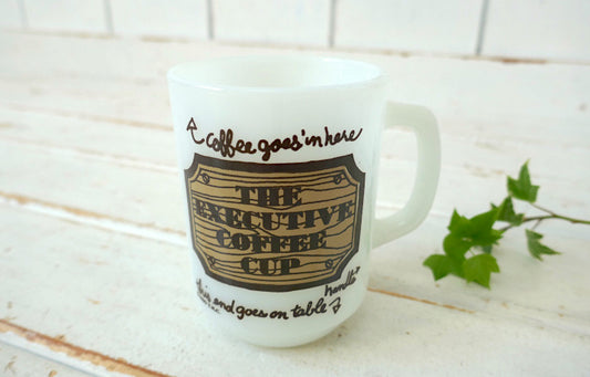 Fire King ファイヤーキング THE EXECUTIVE COFFEE CUP 80's ファイヤーキング ミルクガラス製 マグカッコーヒーマグ 食器 USA