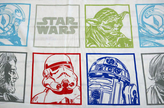 スターウォーズ STAR WARS ダースベイダー ヨーダ チューバッカ パネル柄 ユーズドシーツ ベッドシーツ フラットタイプ フルサイズ