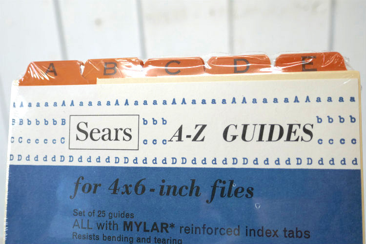SEARS シアーズ デッドストック A-Z インデックス付き 4×6インチ 70's ヴィンテージ ファイル カード インデックスカード ステーショナリー USA