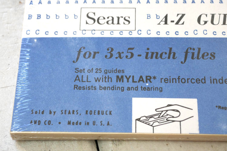 SEARS シアーズ デッドストック A-Z インデックス付き 3×5インチ 70's ヴィンテージ ファイル カード インデックスカード ステーショナリー USA