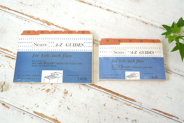 SEARS シアーズ デッドストック A-Z インデックス付き 3×5インチ 70's ヴィンテージ ファイル カード インデックスカード ステーショナリー USA