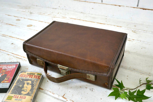 Service Mfg Co レトロ ミュージック 12本収納 フェイクレザー 80's ヴィンテージ カセットテープケース 収納ケース トランク USA