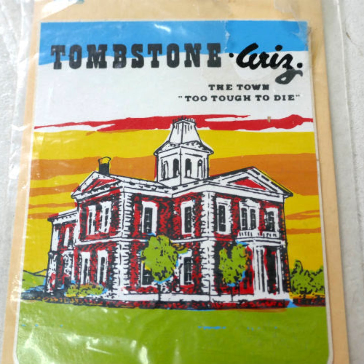 ARIZONA アリゾナ州 1950年代 建造物 TOMBSTONE トゥームストン ヴィンテージ ステッカー USA デッドストック