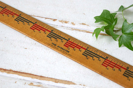 THE EYESAVER 12インチ 分数 木製 60's ヴィンテージ 定規 ルーラー ものさし ステーショナリー USA