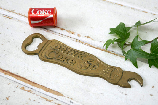 DRINK COKE 5¢ コカコーラ ドリンク ゴールドトーン メタル製 アドバタイジング ヴィンテージ ボトルオープナー 栓抜き
