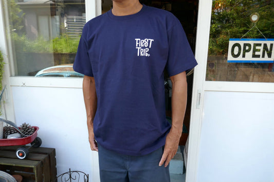 First Trip ファーストトリップ スマイリーフェイス&キノコ 60's デザイン ネイビー オリジナル Tシャツ 新品 アパレル