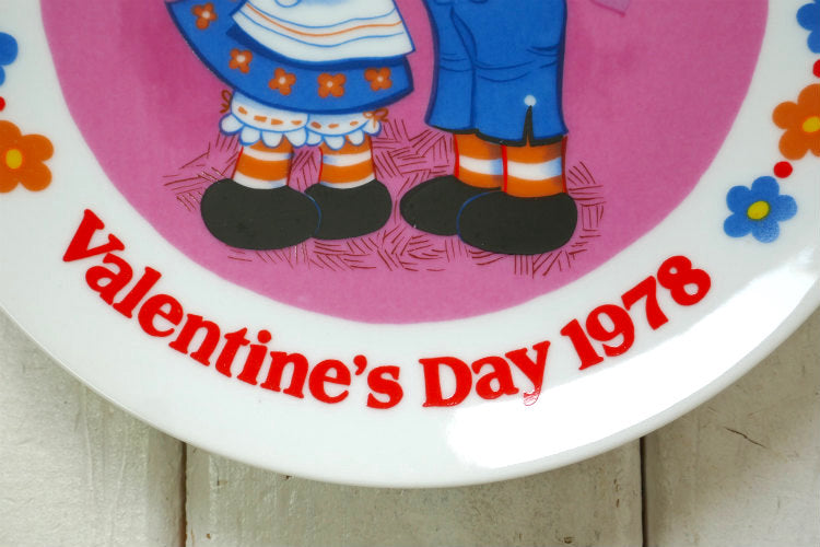 ラガディアン&アンディ バレンタイン 花柄 ハート レトロ 陶磁器 70's ヴィンテージ 絵皿 プレート 飾り皿 里帰り品