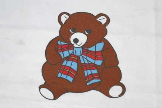 CANNON テディベア クマ くま リボン 80's ヴィンテージ ユーズドシーツ ベッドシーツ フラットタイプ USA