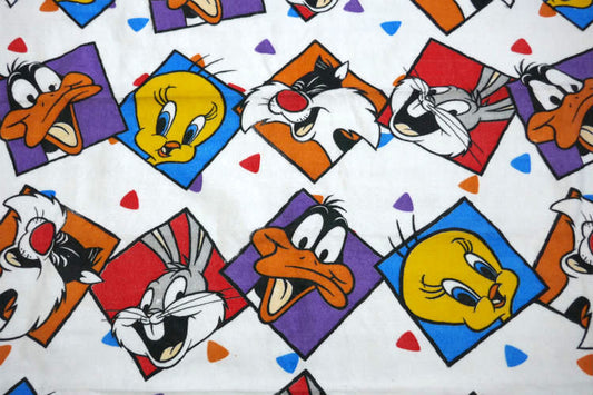 ルーニーテューンズ バッグスバニー タスマニアンデビル トゥイーティー ダフィーダック パネル柄 デッドストック ヴィンテージ ブランケット USA