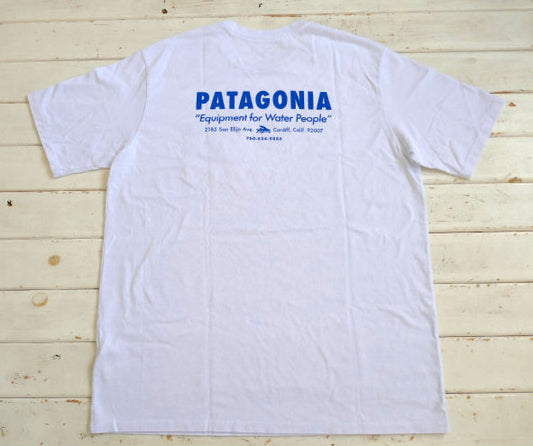 Patagonia パタゴニア カーディフ店限定 フライングフィッシュ オリジナル Tシャツ ポケットTシャツ ステッカー枚付き ホワイト サーフィン