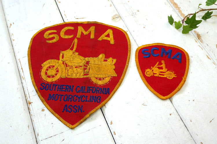 SCMA カリフォルニア モーターサイクル SOUTHERN CALIFORNIA ヴィンテージ ワッペン BIGサイズ 刺繍 ハーレーダビットソン オートバイ USA