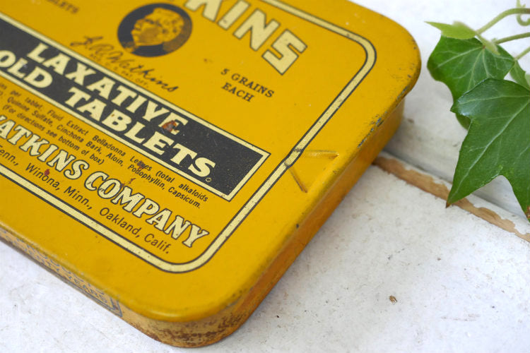 1868's~ ジェイ・アール・ワトキンスWATKNS LAXATIVE COLD TABLETS THE J.R. WATKINS COMPANY ヴィンテージ タブレットケース ブリキ缶 USA