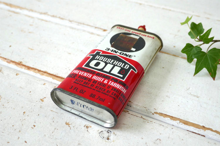 3-IN-ONE HOUSEHOLD OIL ヴィンテージ 1970s ティン製 オイル缶 油差し USA ミシン DIY 工具