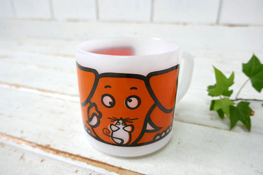 FEDERAL GLASS フェデラル ゾウ ぞう ネズミ ミルクガラス製 60's ヴィンテージ マグカップ 食器 USA