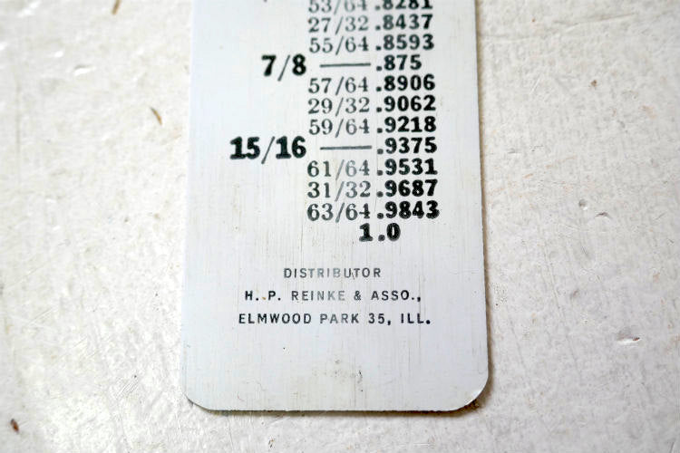 HP REINKE&ASSO インチ&センチ DECIMAL EQUIVALENTS 建築設計事務所 ヴィンテージ アドバタイジング 定規 ルーラー