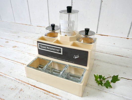 William Marvy company Sani Sentor 101 ガラス瓶 消毒容器 理髪店 BARBER ヴィンテージ サニタイザー 収納トレイ USA 店舗什器