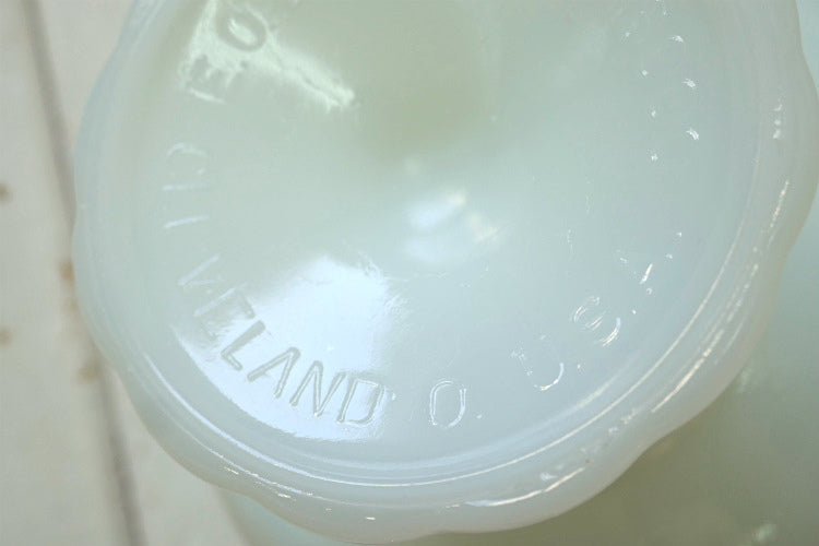 E.O. Brody Co フラワー リーフ柄 ミルクガラス製 足付き 60's ヴィンテージ フルーツボウル コンポート器 キャンディボウル USA