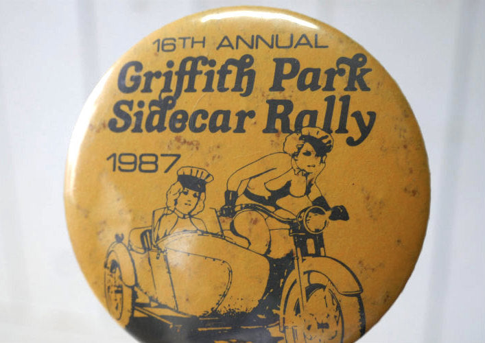 16TH ANNUAL Griffith Park Sidecar Rally 1987年 グリフィスパーク サイドカー バイク ラリー ヴィンテージ 缶バッジ USA